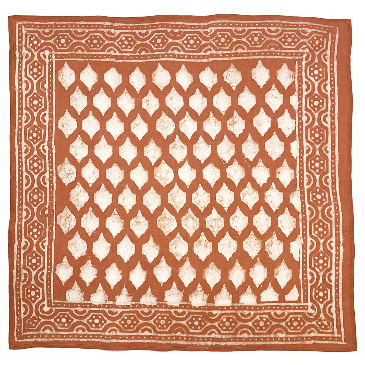 Burnt Orange Block Printed Bandana