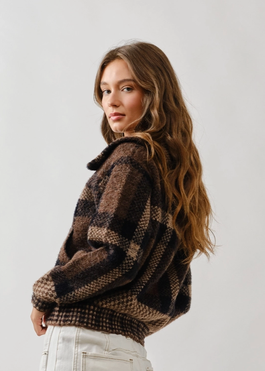 Plaid Button Down Cardigan