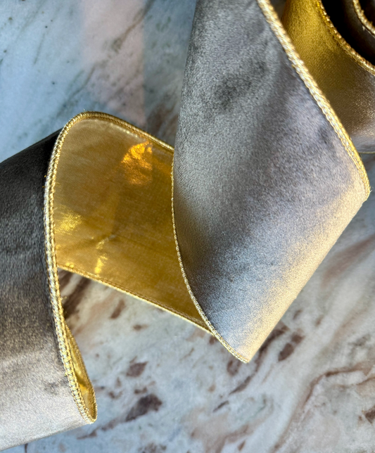 Smokey Velvet and Gold Ribbon