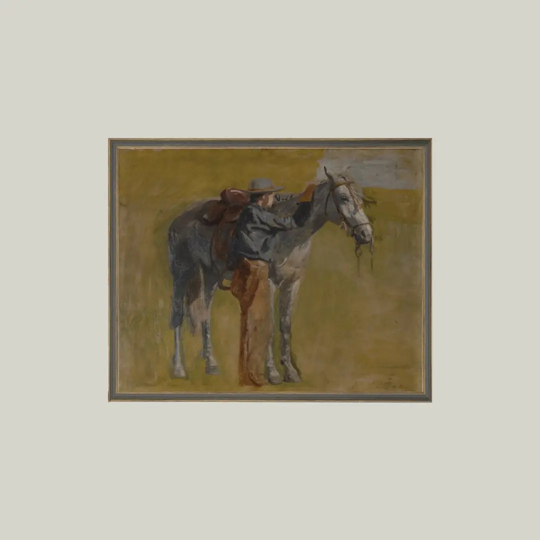 Study For Cowboys Framed Art