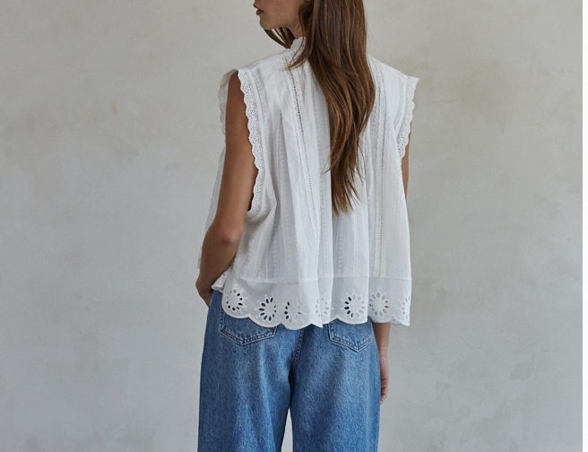 Cotton Eyelet Button Down