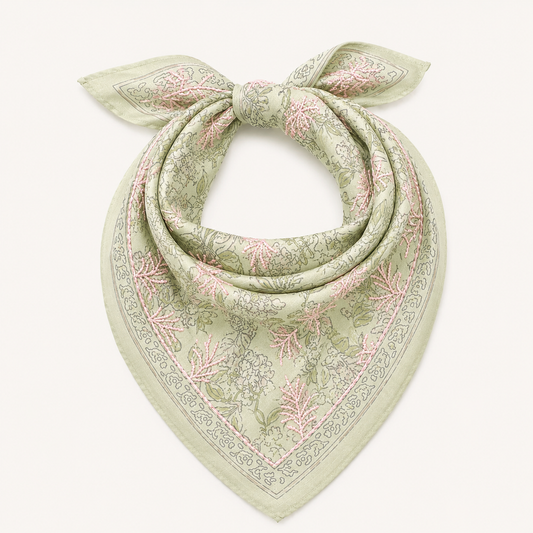 Bandana - Green + Pink Stitching