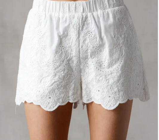 Eyelet Floral Shorts