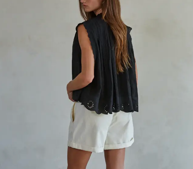 Cotton Eyelet Button Down