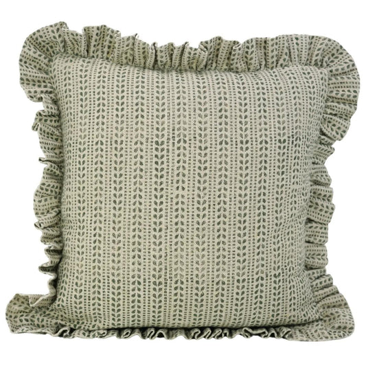 Stitched Sage Ruffle Pillow - 18"