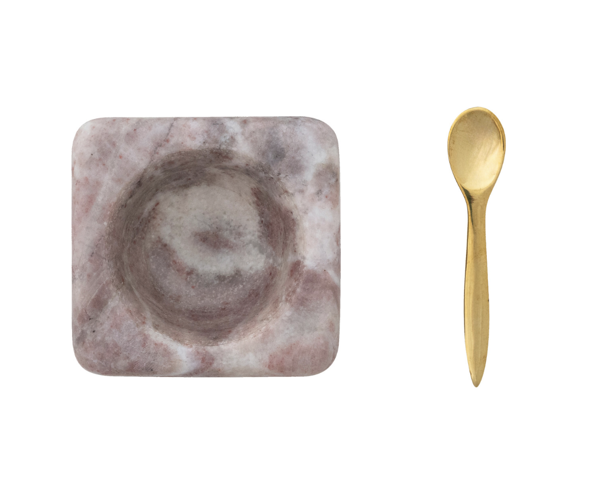 Pink Marble Pinch Bowl w Spoon