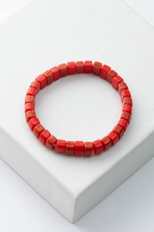 Opaque Glass Bracelet, Coral