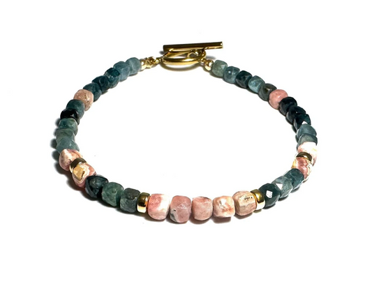 Blue Tourmaline + Rhodochrosite