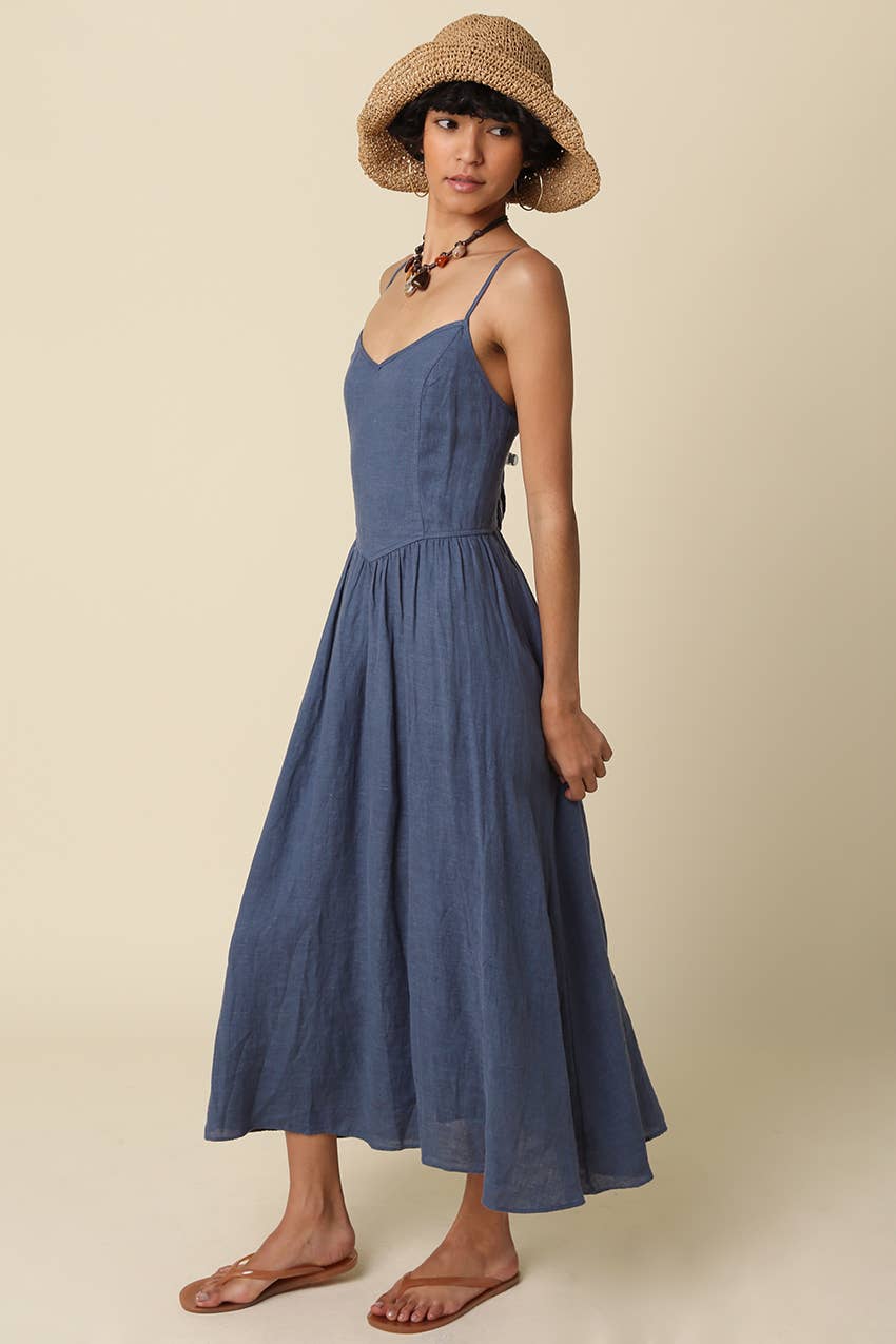 Jodi Linen Sleeveless Maxi Dress