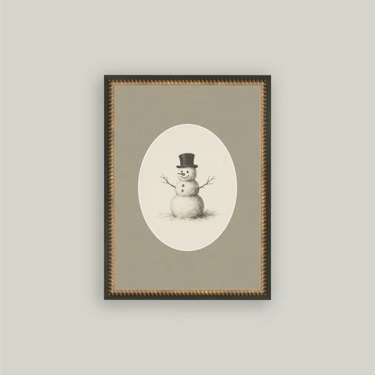 Snowman Framed Antique Art