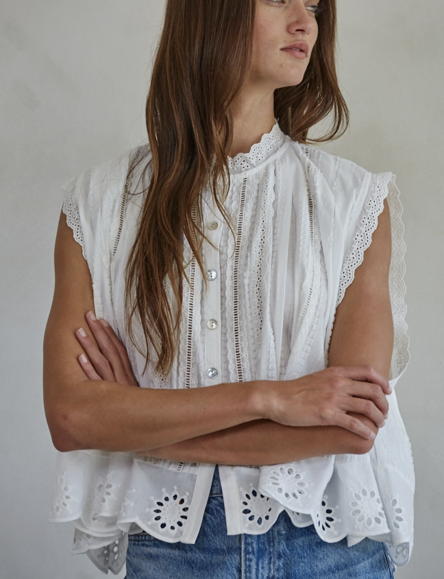 Cotton Eyelet Button Down