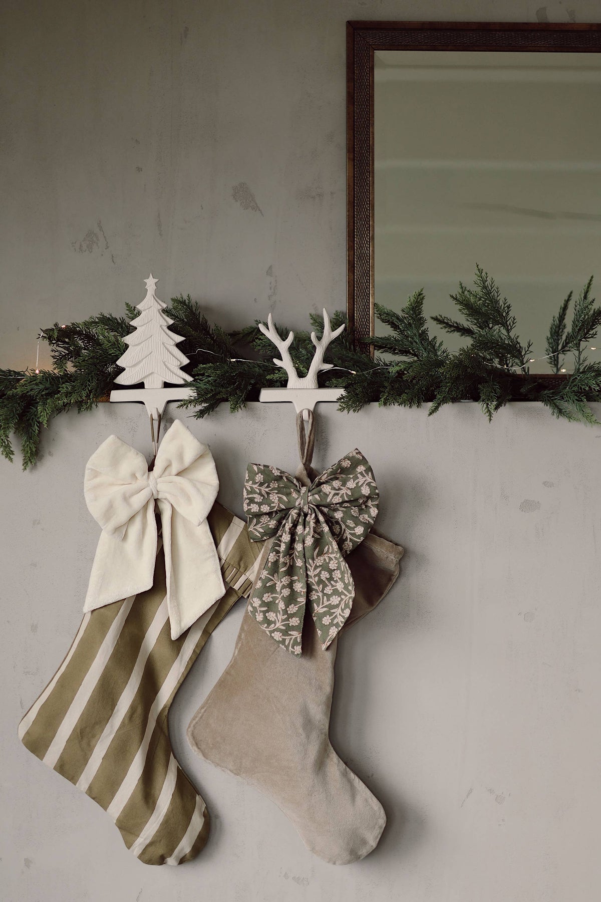Block Print Stripe Stocking | Olive