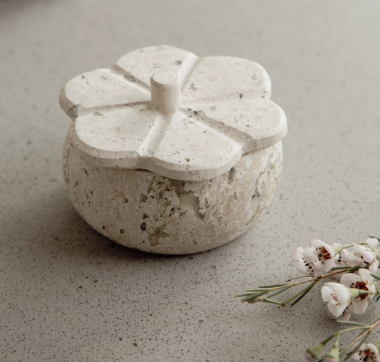 Travertine Trinket Box - White