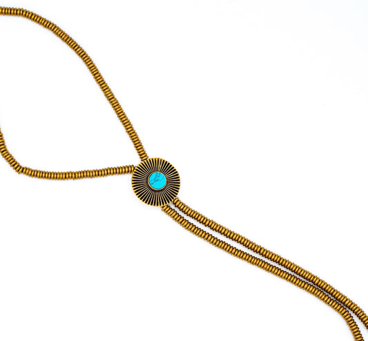 Brass Turquoise Bolo Necklace