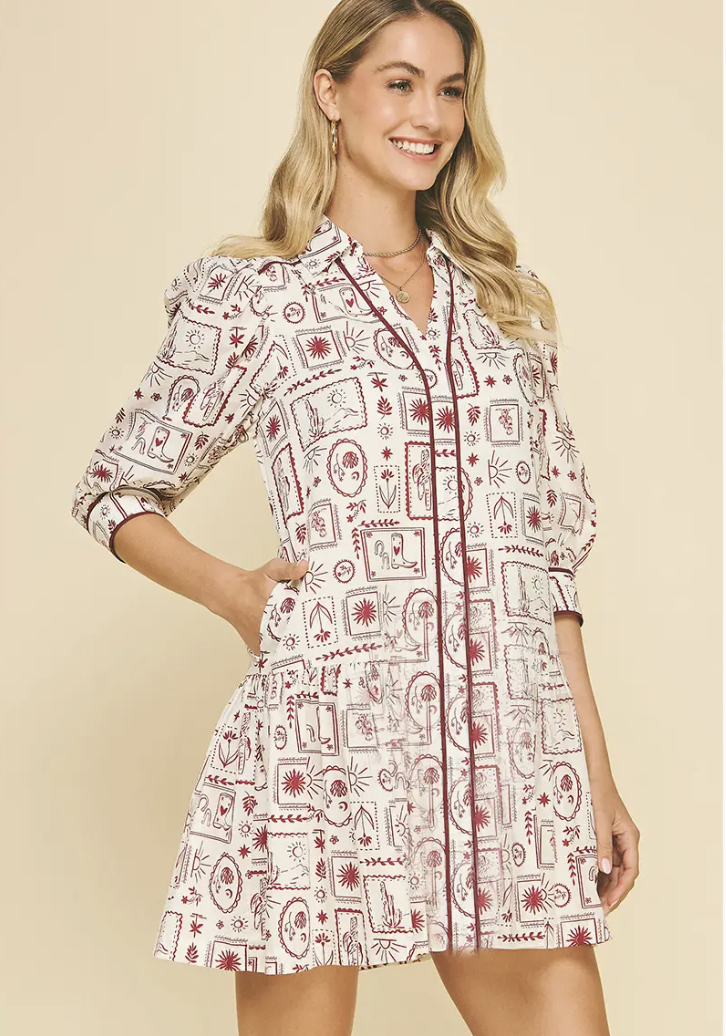 Print Tiered Mini Dress
