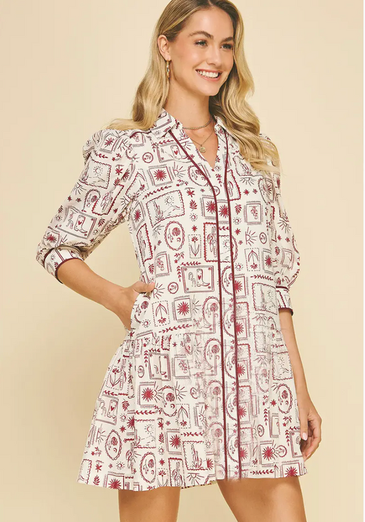 Print Tiered Mini Dress