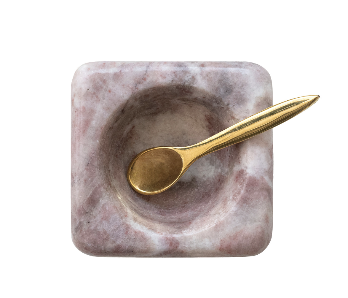Pink Marble Pinch Bowl w Spoon