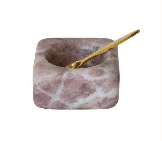 Pink Marble Pinch Bowl w Spoon