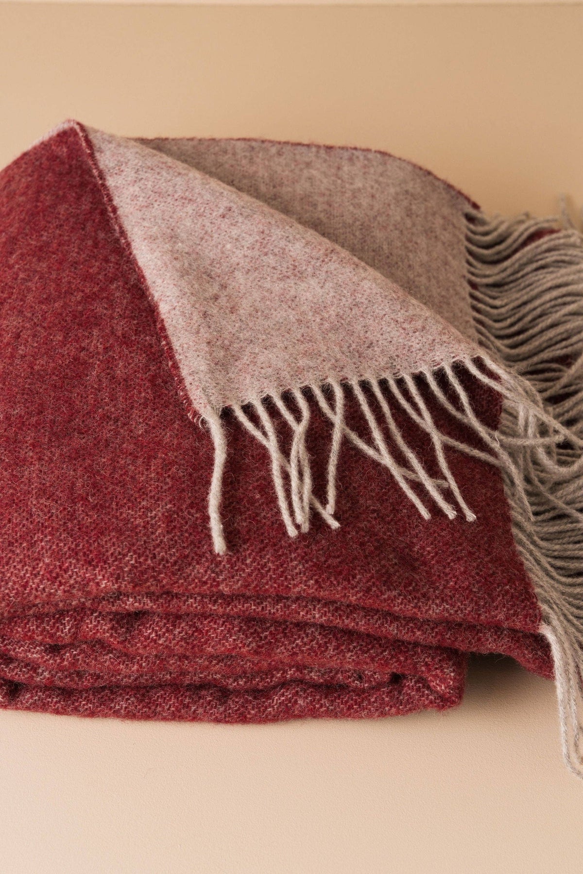 Wool Throw | Burgundy/Grey