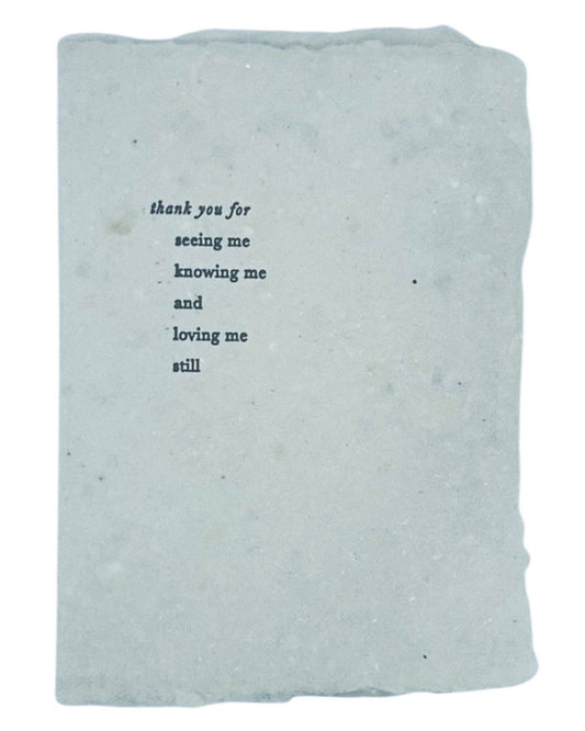 Seeing, knowing, and loving card