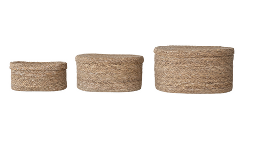 Oval Seagrass Basket w/ Lid