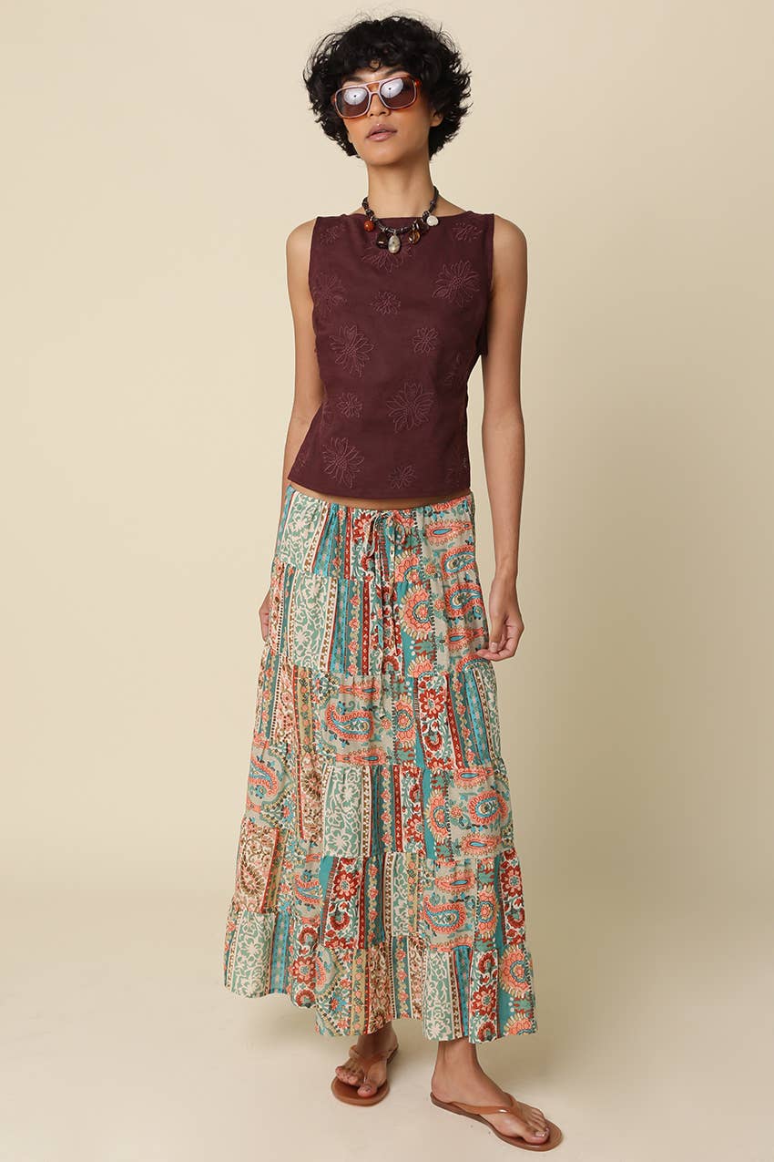 Jade Embroidered Open-Back Top