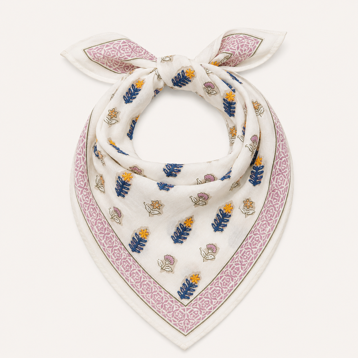 Bandana - Cream + Multi Stitching