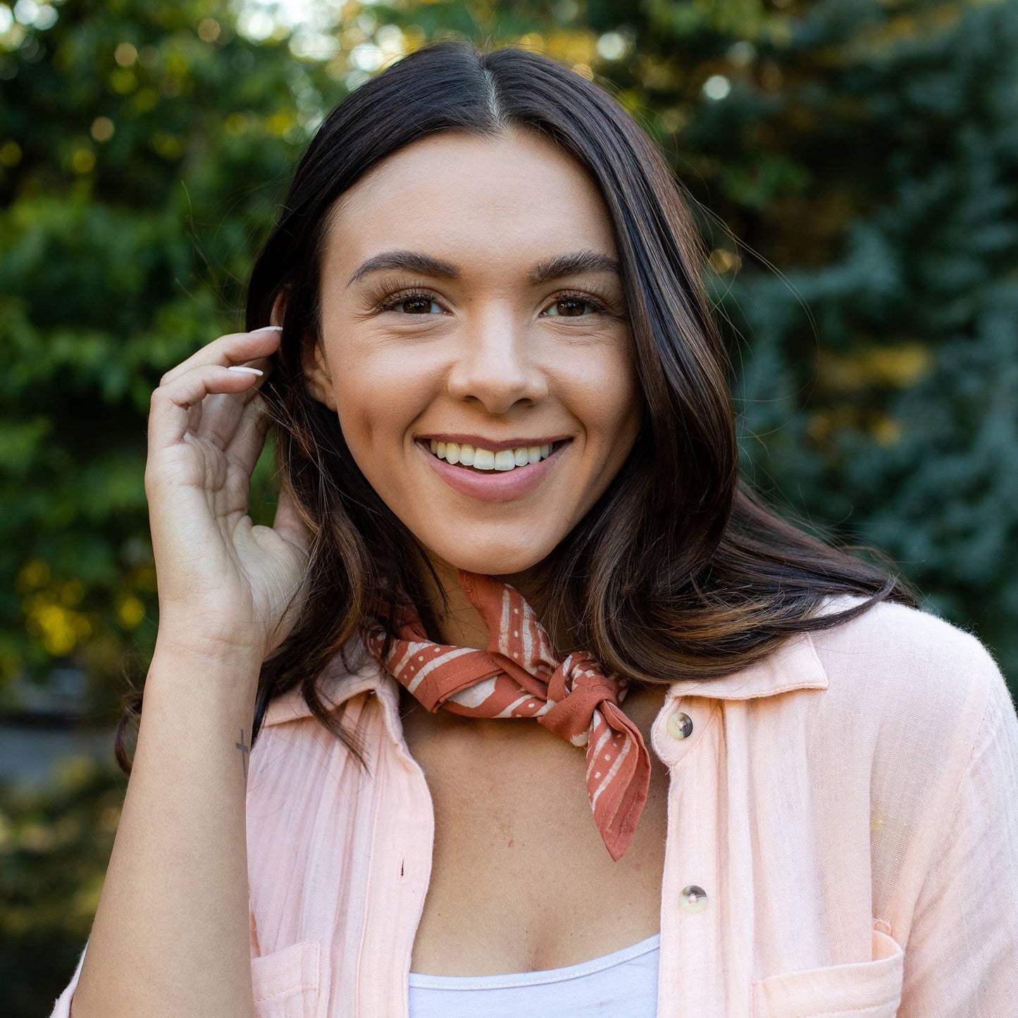 Burnt Orange Block Printed Bandana