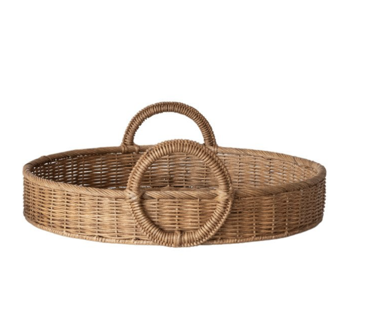 Round Rattan Basket Tray