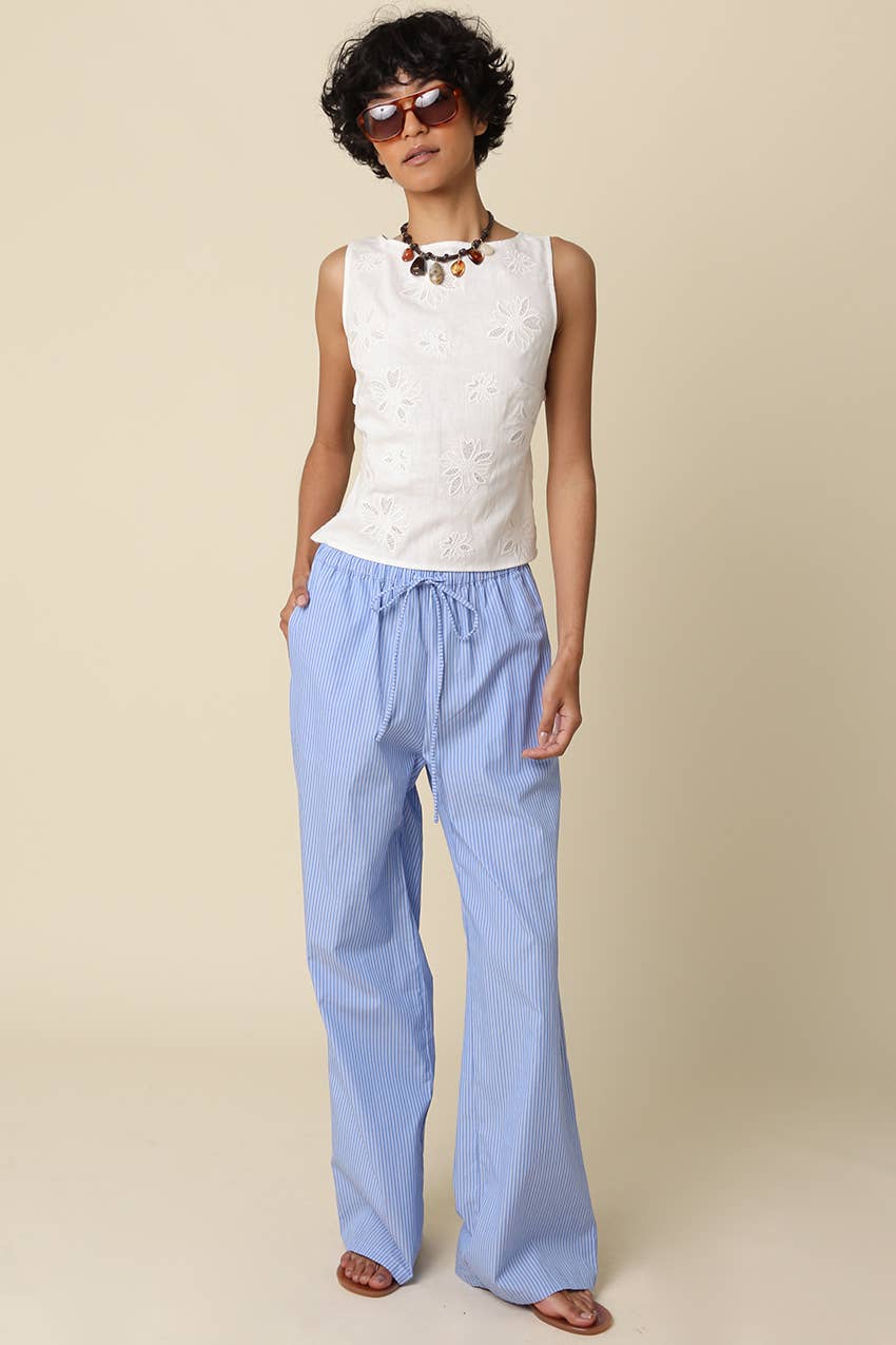 Jade Embroidered Open-Back Top