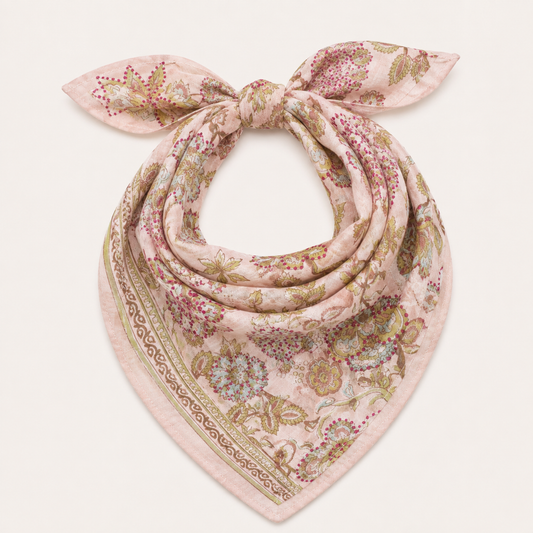 Bandana - Pale Pink + Red Stitching