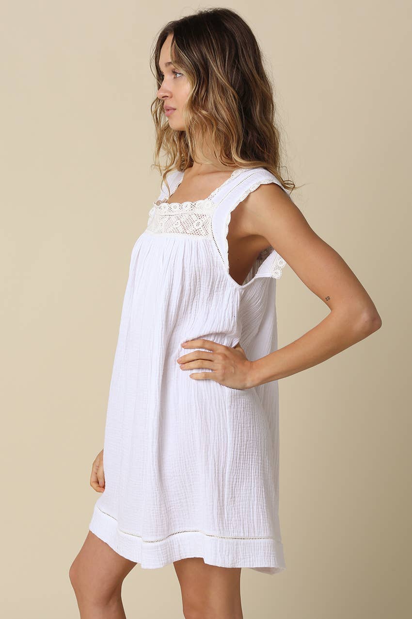 Jamya Square-Neck Empire Mini Dress