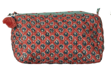 Quilted Cotton Zip Pouch