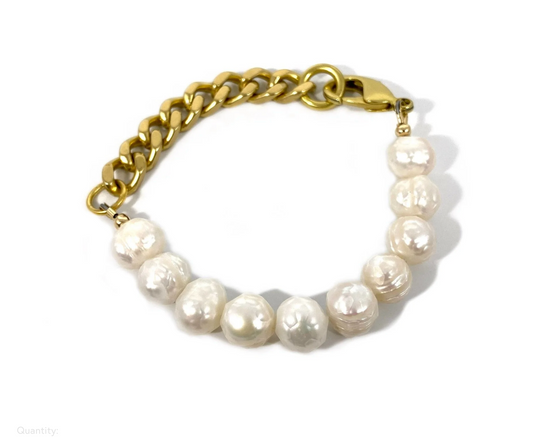 Pearl + Brass Bracelet