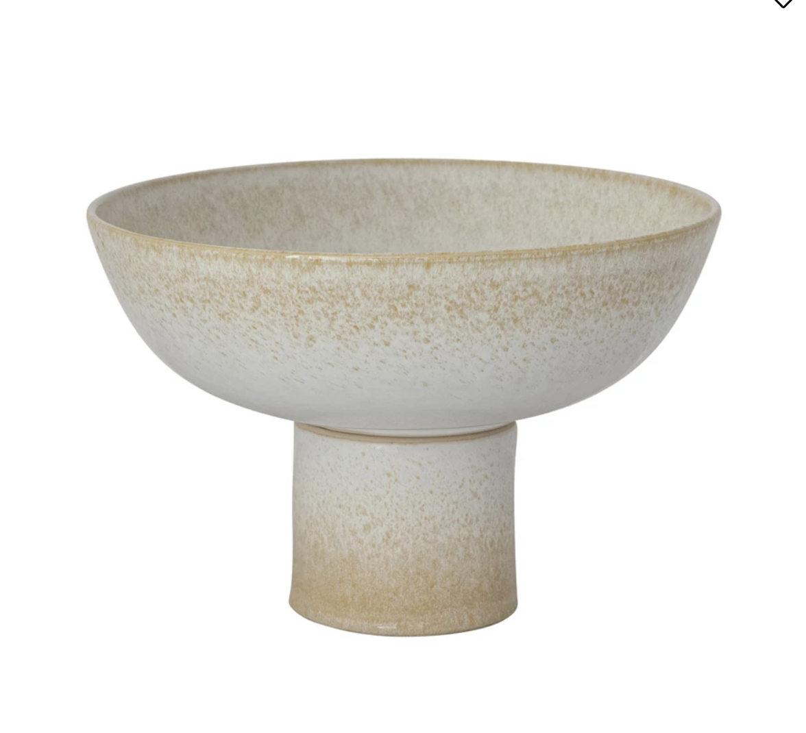 Cream Glazed Pedestal Bowl