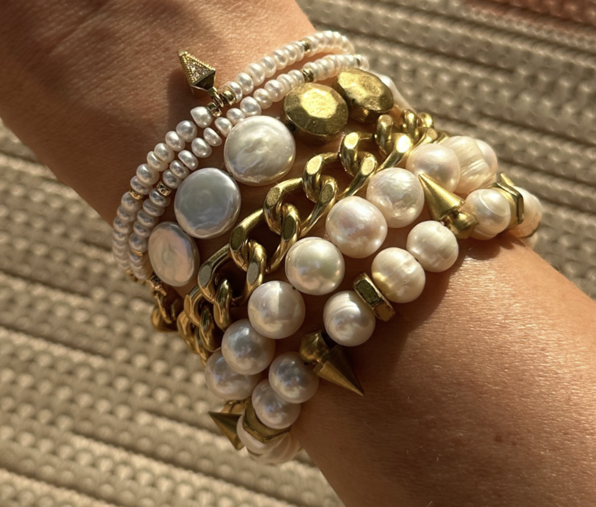 Pearl + Brass Bracelet
