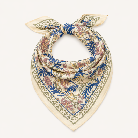 Bandana - Cream + Blue Stitching