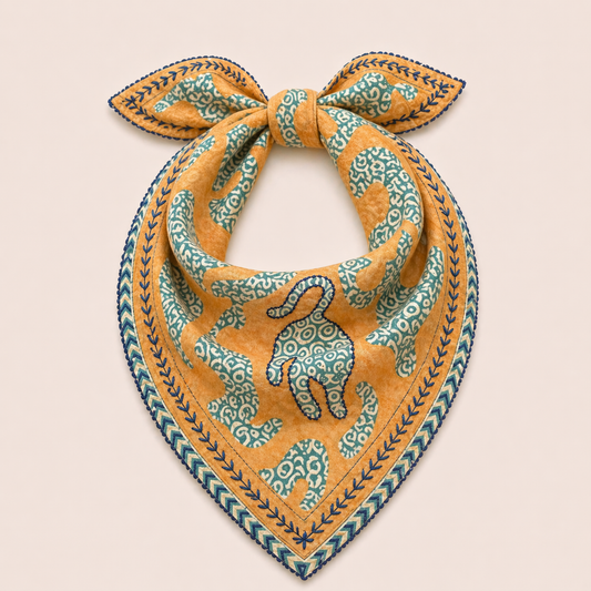 Bandana - Mustard + Blue Stitching