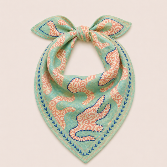 Bandana - Blue/Pink + Blue Stitching