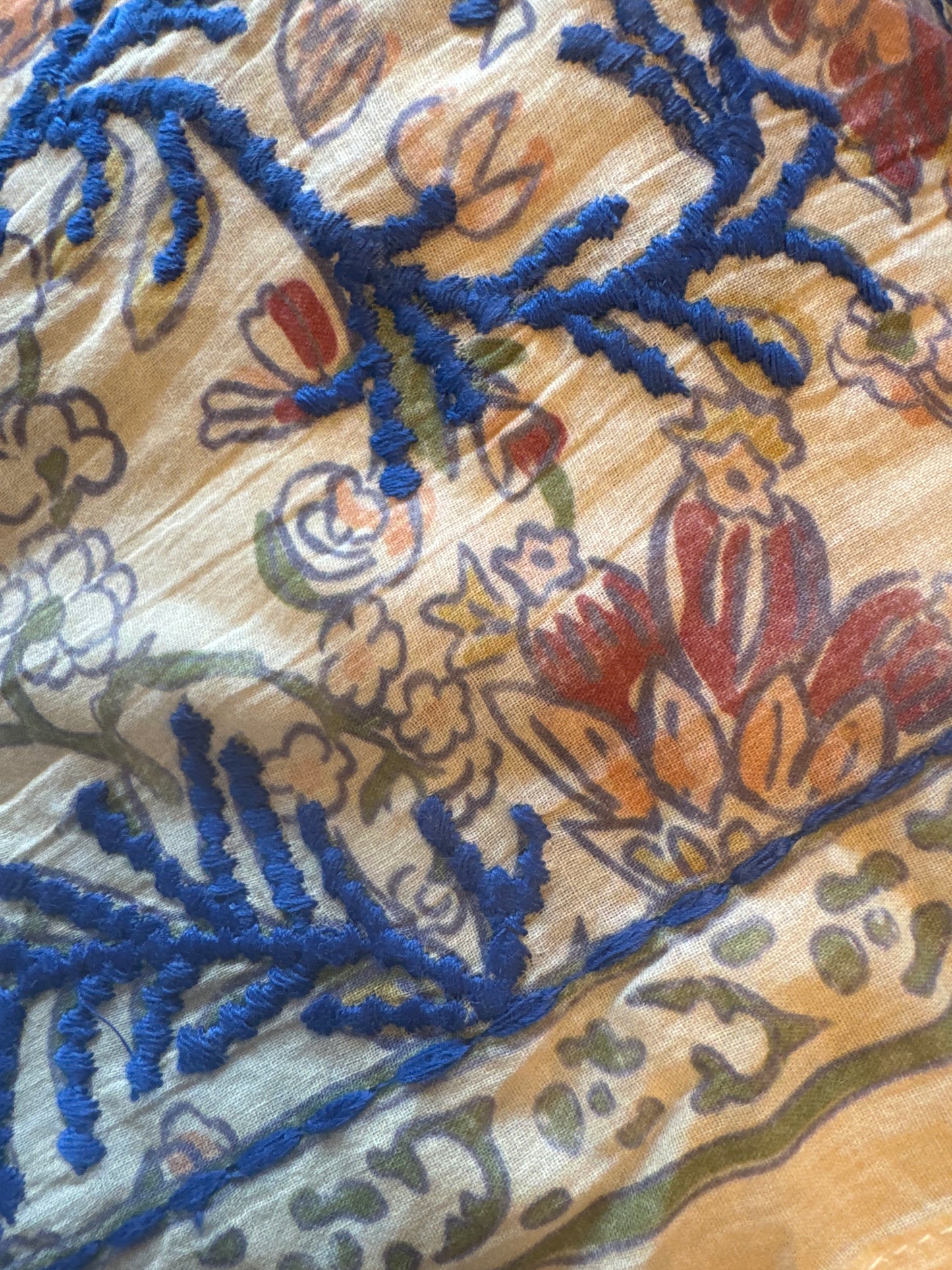 Bandana - Cream + Blue Stitching
