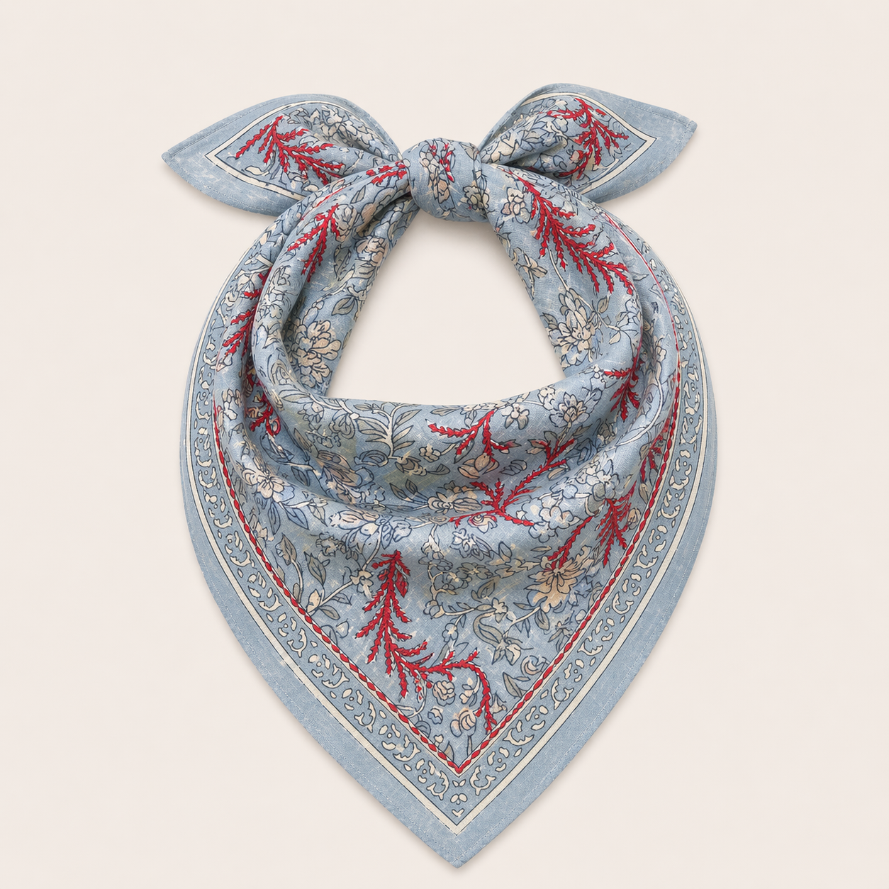 Bandana - Cool Blue + Red Stitching
