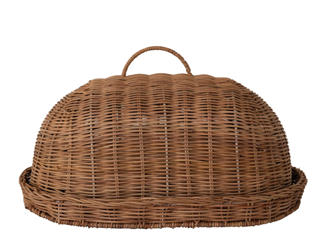 Rattan Cloche and Tray