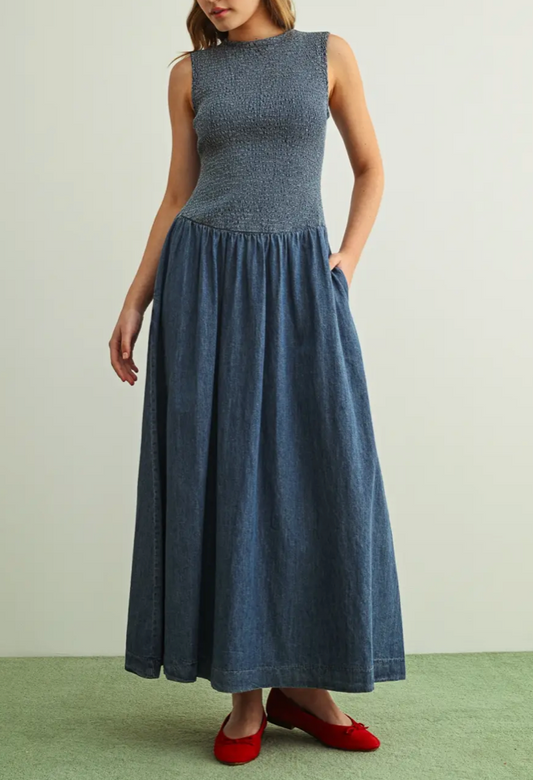 Denim Smocked Dress