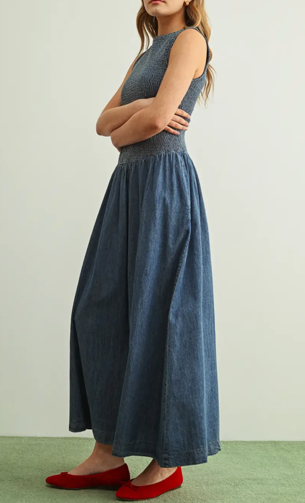 Denim Smocked Dress
