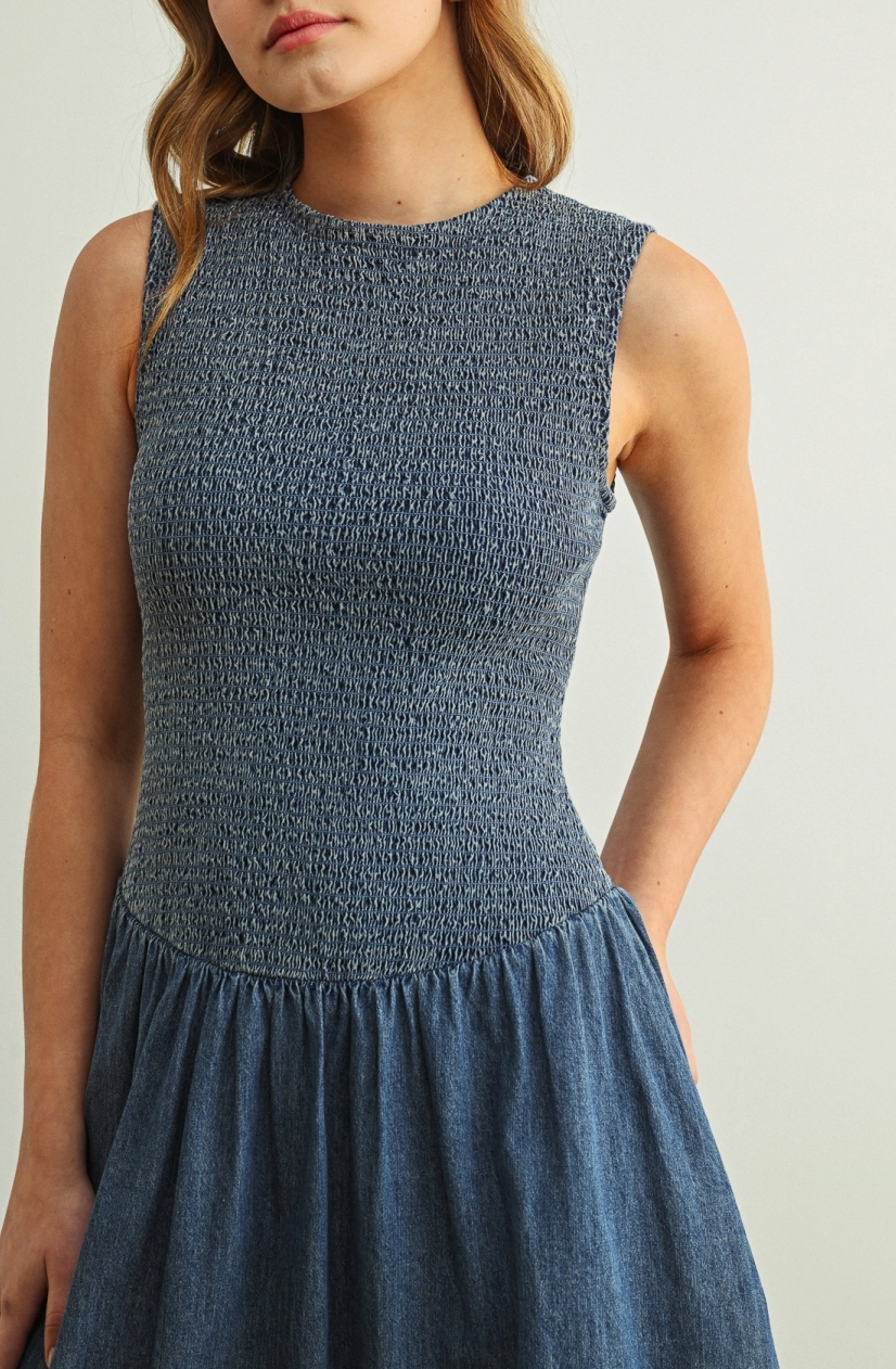 Denim Smocked Dress