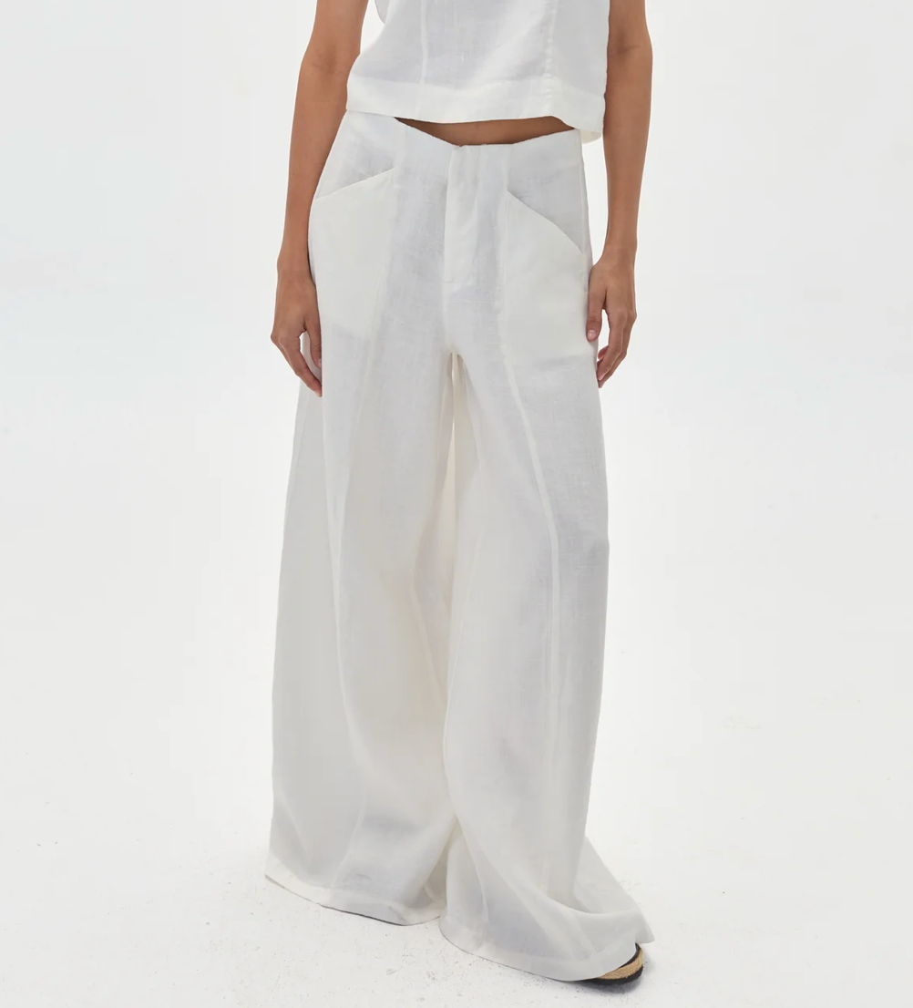 Vincent Linen Pant | White