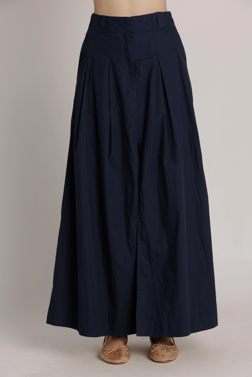 Pleated Poplin Maxi Skirt
