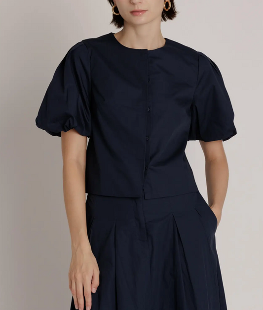 Poplin Puff Sleeve Top