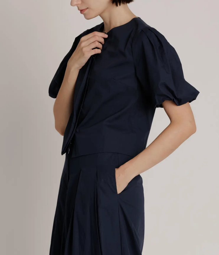 Poplin Puff Sleeve Top