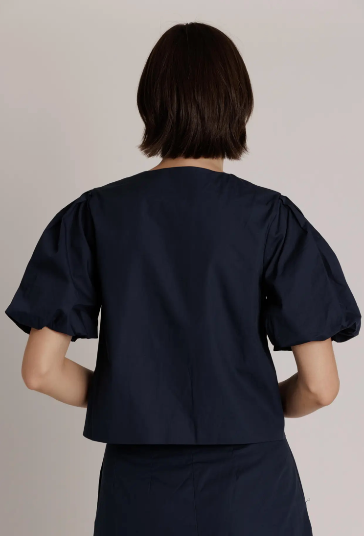Poplin Puff Sleeve Top